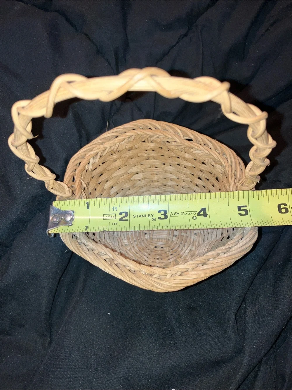 Small Handwoven Natural Wicker Basket with Twisted Handle